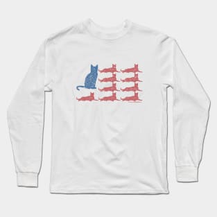 Horizontal United State Cat Flag Circle Design Long Sleeve T-Shirt